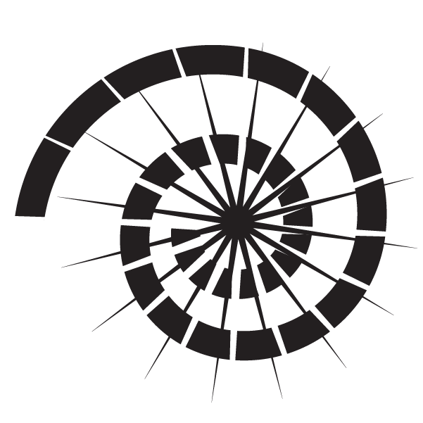 swirling logo icon in black